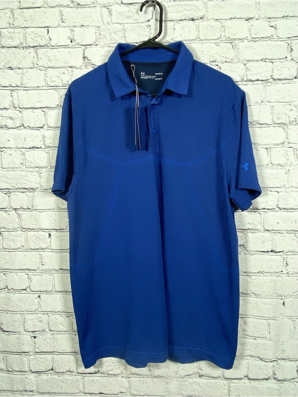 Under Armour HeatGear Golf Polo Shirt Mens Large Blue Loose Performance Logo